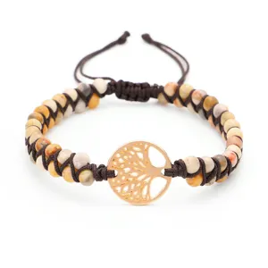 Handgewebtes Lebensbaum Naturstein Perlen Armband Doppelschicht Wickel Bohemian Yoga Freundschaft Armband Schmuck