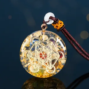 Collar de Colgante de Energía Orgonita Cubo de Metatrón Piedra Yoga Meditación Joyería de Sanación para Hombres Mujeres