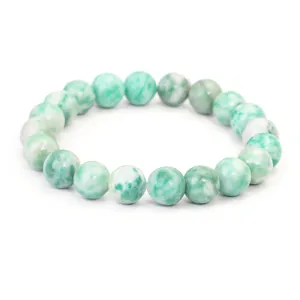 Elastisches Perlenarmband mit grünen Amazonit-Steinen für Yoga und Meditation