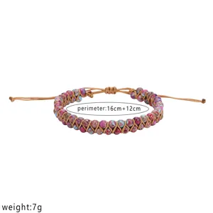 Bracciale intrecciato a doppio strato con perline di diaspro imperiale da 4mm.