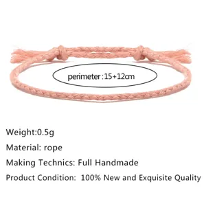 Handgefertigtes rosa geflochtenes Seilarmband mit Quasten, 15+12 cm verstellbar