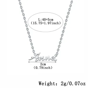Dimensiones detalladas del collar con nombre Anna de plata 925 con piedra preciosa