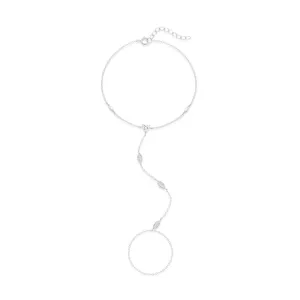 Vista dettagliata di un bracciale anello in argento sterling 925 con pietre taglio marquise.