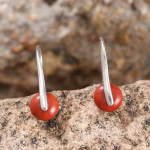 Elegante Ohrhänger mit roter Jaspis-Perle und minimalistischem silberfarbenem Design