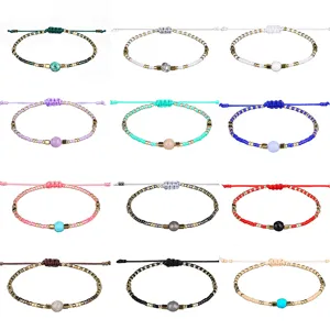 Handmade Bohemian Miyuki Seed Bead Bracelet Semi-Precious Stone Hematite Woven Friendship Bracelet For Women Adjustable Jewelry