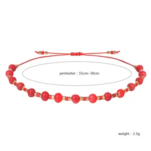 Handgefertigtes rotes Perlenarmband, verstellbar 15-30 cm, Gewicht ca. 2,3 g