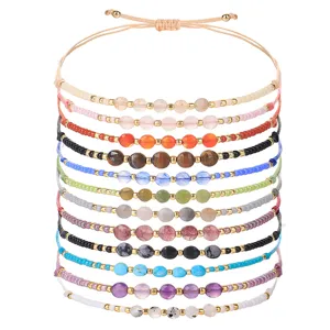 Bracciali fatti a mano in perline 2mm con pietre sfaccettate in dodici colori diversi