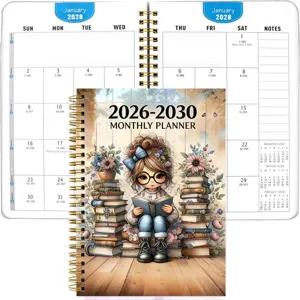 Agenda de calendario de cuaderno de espiral de planificador mensual de cinco años 2026-2030