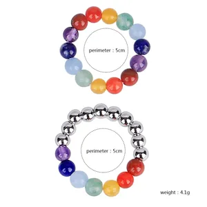 Detailansicht der Chakra-Steinarmbänder, 5 cm Umfang und 4,1 g Gewicht
