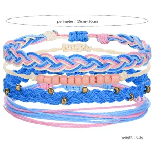 Detail view of Bohemian woven bracelet set with 15-30cm adjustable perimeter and 6.2g weight