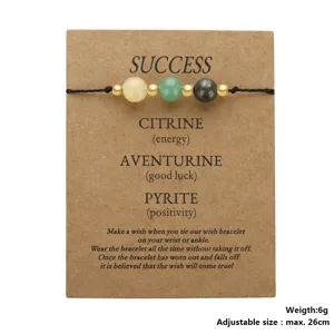 Handmade success stone wish bracelet featuring Citrine, Aventurine, and Pyrite beads.