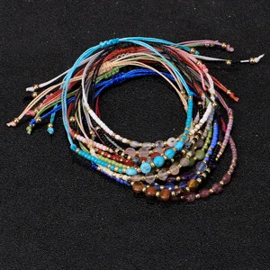 Bracciali fatti a mano con perline da 2mm e pietre sfaccettate per donna, stile boho