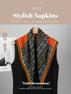 Color-blocked geometric square scarf retro printed stylish neckerchief for women