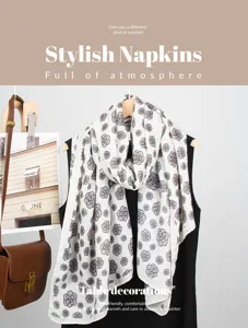 Stylish camellia print cotton linen scarf shawl for women, soft lightweight autumn winter wrap.