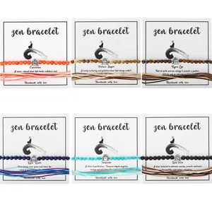 Chinesischer Zen-Stil Handgewebtes Naturstein-Armband Perlen Buddha-Anhänger Verstellbarer Urlaubs-Schmuck Für Damen