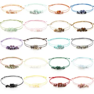 Handgefertigtes Naturstein Kies Rundperlen Gewebtes Armband Für Damen Herren Verstellbares Boho Stapelbares Armband Schmuck Geschenk