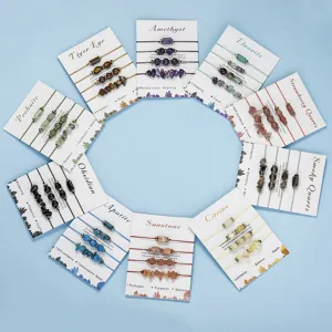 Detailed showcase of diverse natural crystal bracelet sets featuring various bead shapes and stones
