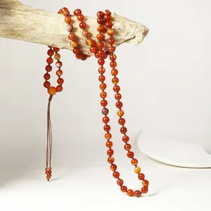 Natuurlijke Rode Agaat Mala Kralen Ketting Met Kwastje Meditatie Gebedskralen Voor Mannen Vrouwen Zen Sieraden Armband