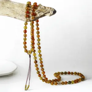 Natuursteen Mala Kralen Ketting Drakenader Agaat Kwastje Meditatie Yoga Gebedskralen Ketting Armband Etnische Sieraden Mannen Vrouwen