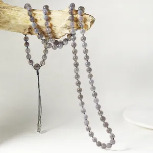 Natuurlijke Grijze Agaat Handgemaakte Kralen Mala Ketting Steen Meditatie Gebedskralen Armband Ketting Kwastje Etnische Sieraden