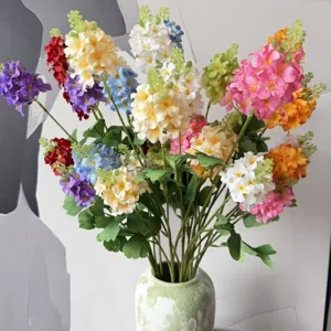 Tiges de Fleurs Artificielles Jacinthe Hortensie Faux Branches Florales en Soie Pour Mariage Maison Fête Décoration