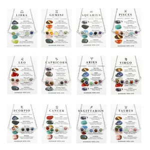 Tierkreiszeichen Naturstein Perle Anhänger Halskette Edelstahl Kette Erbsenschote Choker Kette Für Damen Personalisierte Sternzeichen Schmuck Geschenk