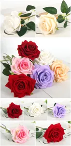 Artificial rose flowers detail view, multiple colors bouquet for home wedding decor.