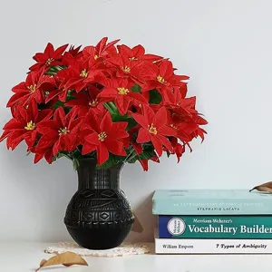 Künstlicher Weihnachtsstern Blumenstrauch Topfpflanze für Zuhause Innen Außen Dekoration