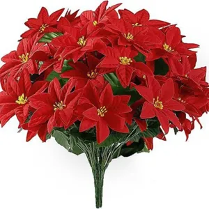 Künstlicher Weihnachtsstern Blumenstiel Kunststoff Rote Weihnachtsblume Für Innen Außen Haus Garten Feiertag Party Dekoration