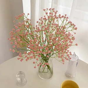 Kunstmatige gipskruid bloemen boeket roze voor thuis mooie bruiloft decoratie vaas
