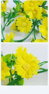 Guirnalda de flores de margarita amarilla artificial para decoración de pared.