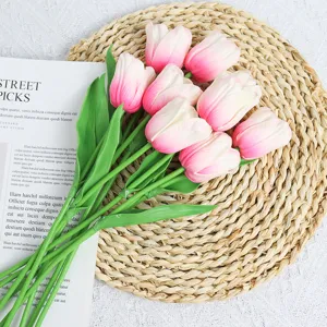 Detailed close up of artificial tulip flowers for home decor and photography props.