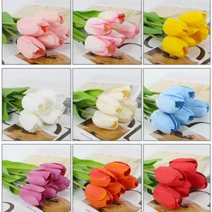 Artificial Tulip Flowers Silk Fabric Fake Floral Bouquets For Wedding Home Party Decoration Photography Props