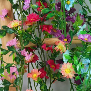 Kunstmatige Madeliefje Bloem Wijnstok Zijden Slinger Nep Hangende Planten Voor Binnenmuur Airconditioning Pijp Huisdecoratie