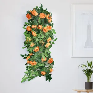 Artificial Peony Flower Wall Hanging Silk Fake Flowers For Living Room Home Decoration Photography Props Hanging Vine