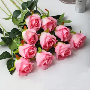 Artificial pink roses bouquet fake flowers for home wedding decoration Valentine ornament