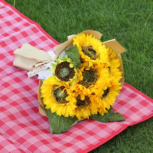 Tournesol Artificiel Branche Unique Fleur en Soie Arrangement Floral Réalisiste Pour Décoration de Salon de Maison de Mariage