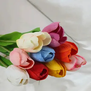 Artificial tulips flowers 48cm silk fake floral bouquet for wedding home party decoration props.
