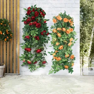 Artificial peony flower hanging vine for home living room wall decor and photography props.