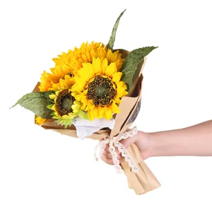 Bouquet de Tournesols Artificiels Fleurs en Soie Fausses Fleurs Decoration Mariage Table Maison