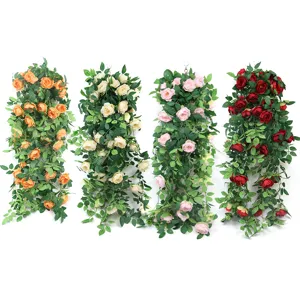 Artificial flower hanging vine peony rose wall decor for home living room background decoration