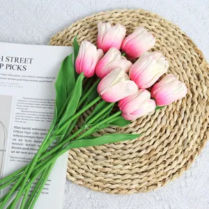 Artificial tulip bouquet for home decoration, realistic PU touch fake flowers for wedding party.