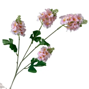 Branche de fleurs de jacinthe artificielle, arrangement floral rose 4 têtes décoration.