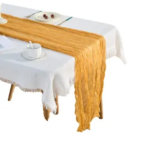Boho υφασμάτινος δρομέας τραπεζιού γάζας και λευκό τραπεζομάντηλο για γάμο και πάρτι