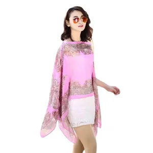 Women Paisley Print Chiffon Beach Shawl Summer Sun Protection Scarf Casual Wrap Cover Up