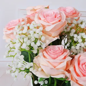 Artificial Rose Flowers Silk Rose Bouquet For Wedding Photography Props Valentines Day Gift Home Mall Decoration