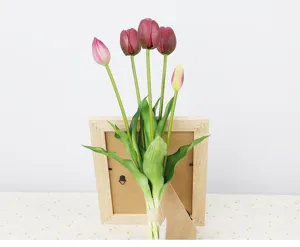 Artificial tulip bouquet faux PU flowers soft touch realistic floral arrangement for home decor