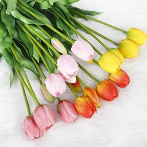Artificial tulip bouquet soft PU silicone flowers home decor tabletop floral arrangement