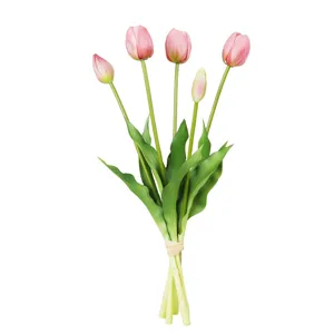 Artificial Tulip Bouquet Fake Flowers PU Silicone Floral Arrangement Home Decor Ornament