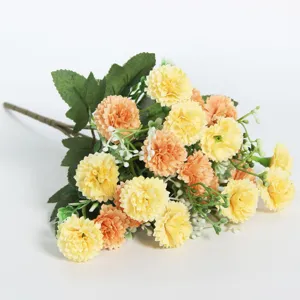 Bouquet de fleurs artificielles mariage décoration maison jaune orange fausses fleurs